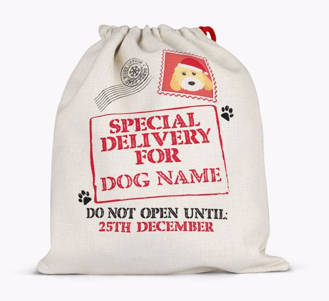 Special Delivery for {dogsName}: Personalised {breedFullName} Santa Sack